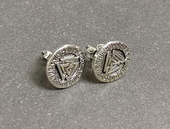 Silver Valknut stiftörhänge med Runor