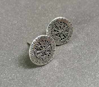 Silver Vägvisare stiftörhänge med Runor