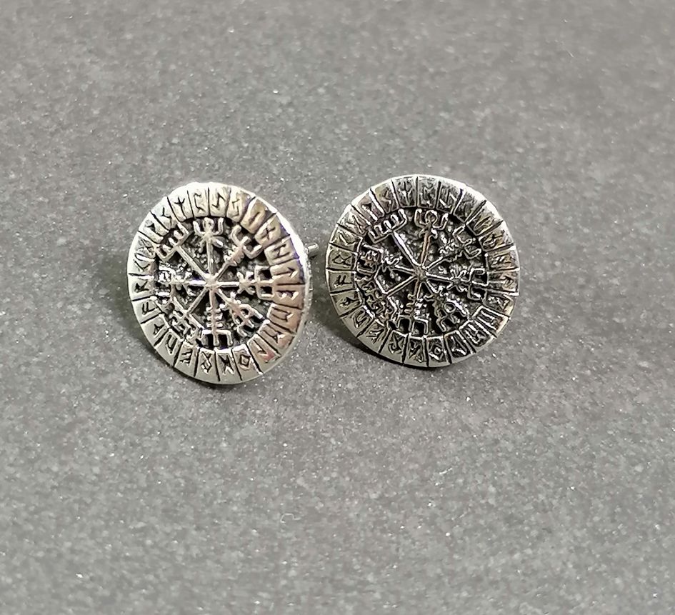 Silver Vägvisare stiftörhänge med Runor - 2