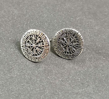 Silver Vägvisare stiftörhänge med Runor