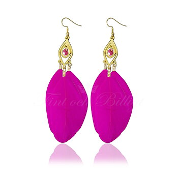 Flamingo - Fjer øreringe Lækre Pink Perle & Fjer