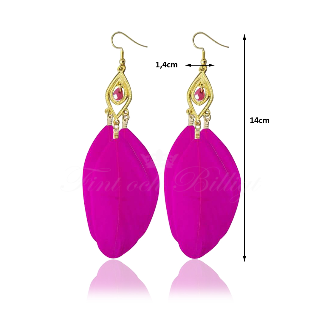 Flamingo - Fjer øreringe Lækre Pink Perle & Fjer - 3