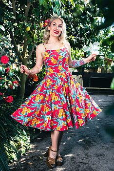 VaVooms Design - Mary Red Tropical Dress