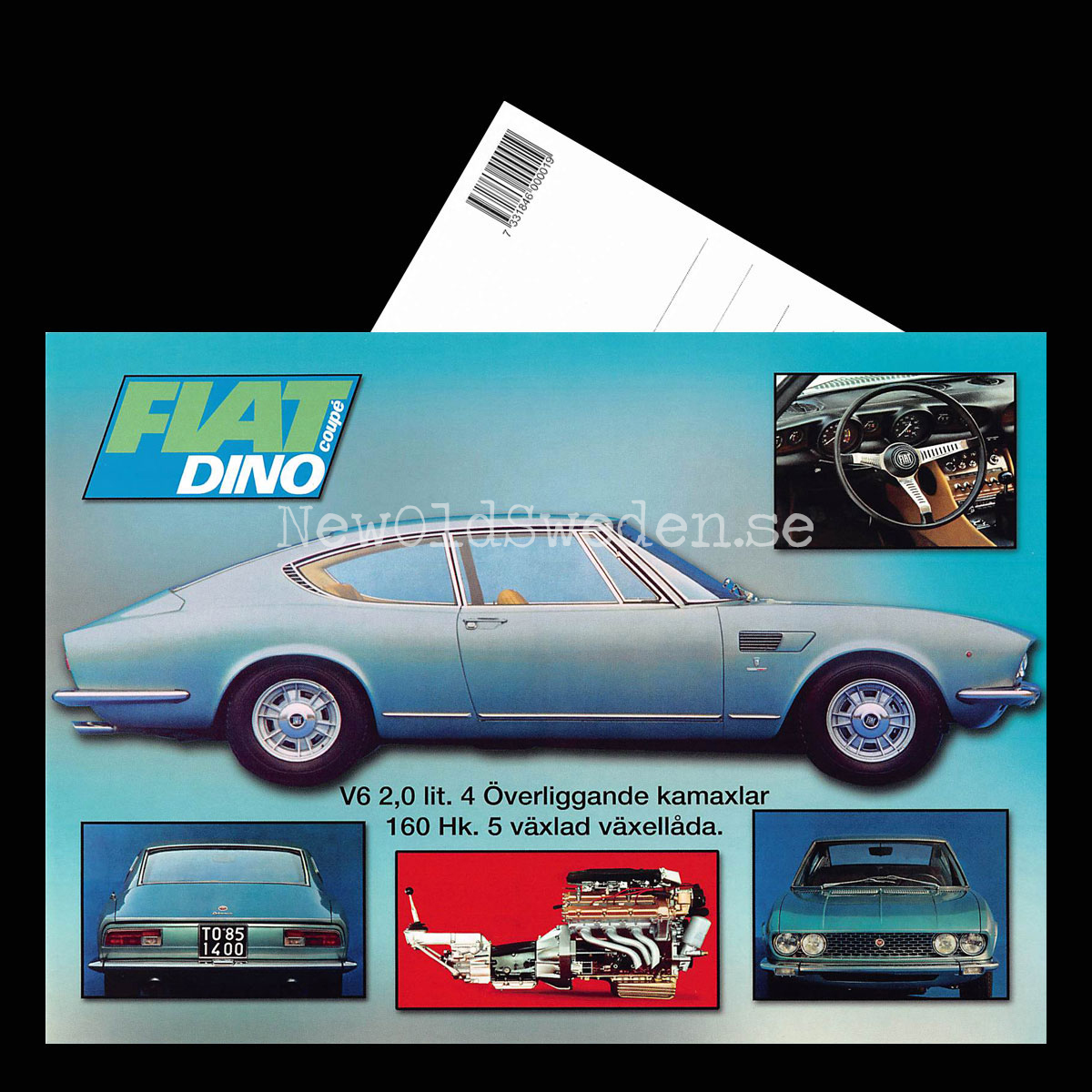 FIAT DINO coupé V6 - Vykort A5 - 3