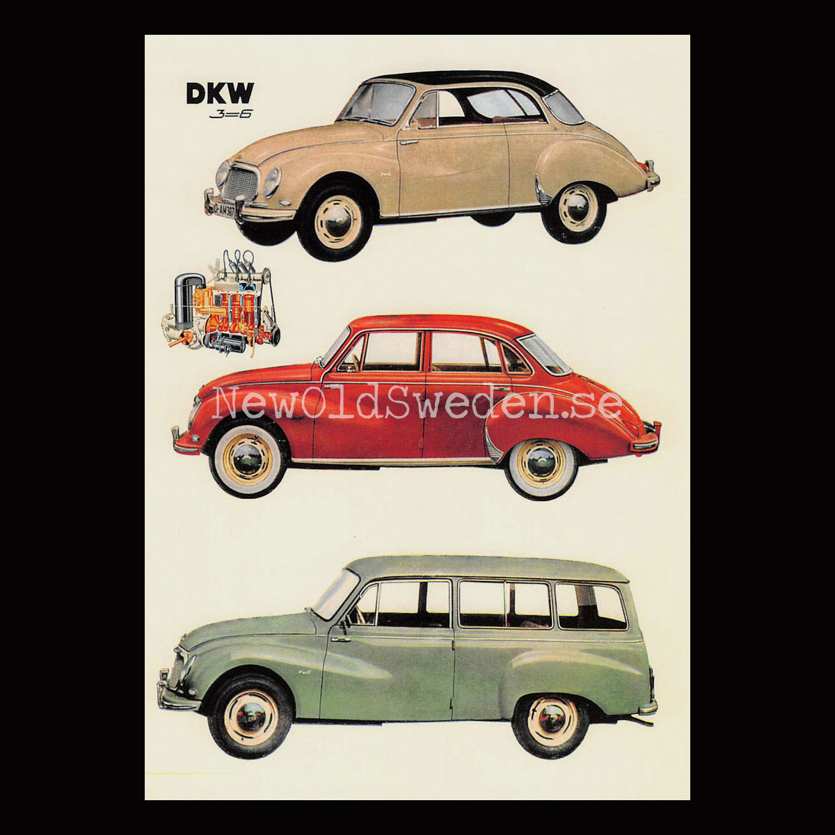 DKW 3=6  1955-1956 - Vykort A5