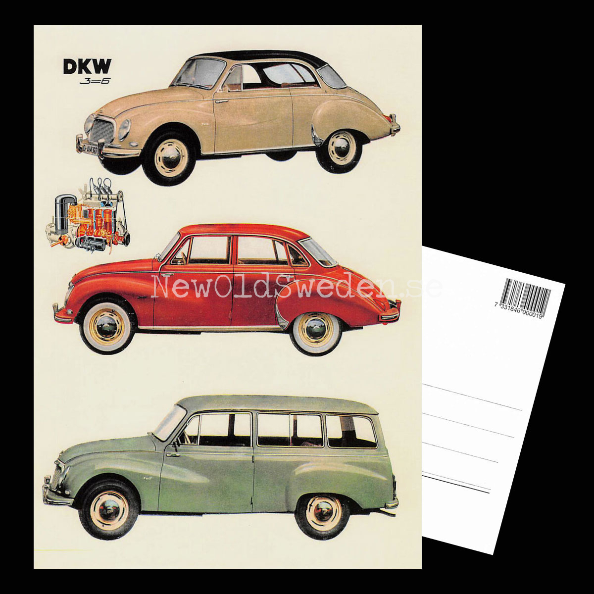 DKW 3=6  1955-1956 - Vykort A5 - 3