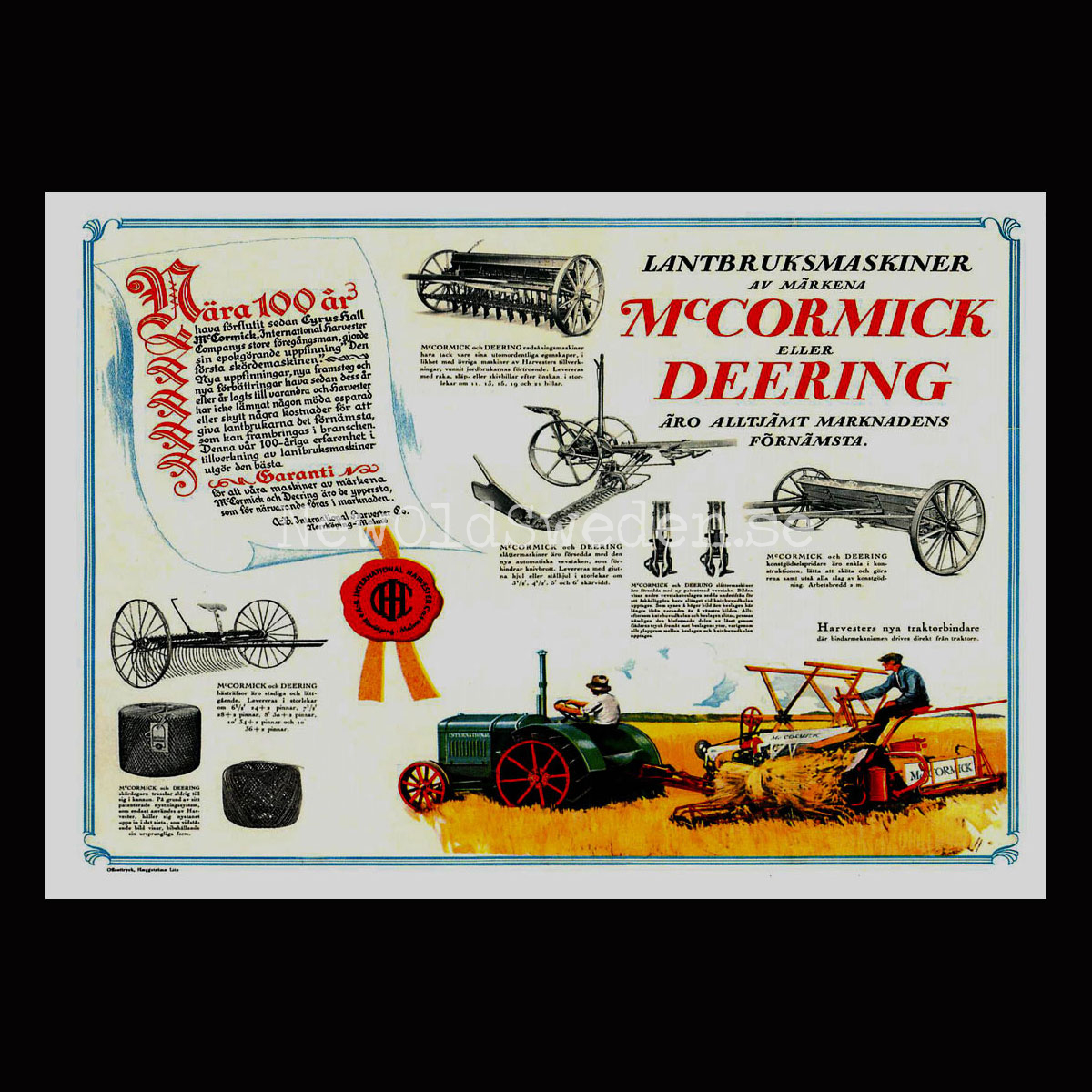 McCormick Deering Lantbruksmaskiner - Vykort A5