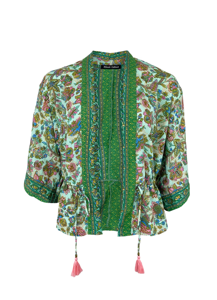 Black Colour - BCLuna Bolero s/s Kimono Green Calypso - 2