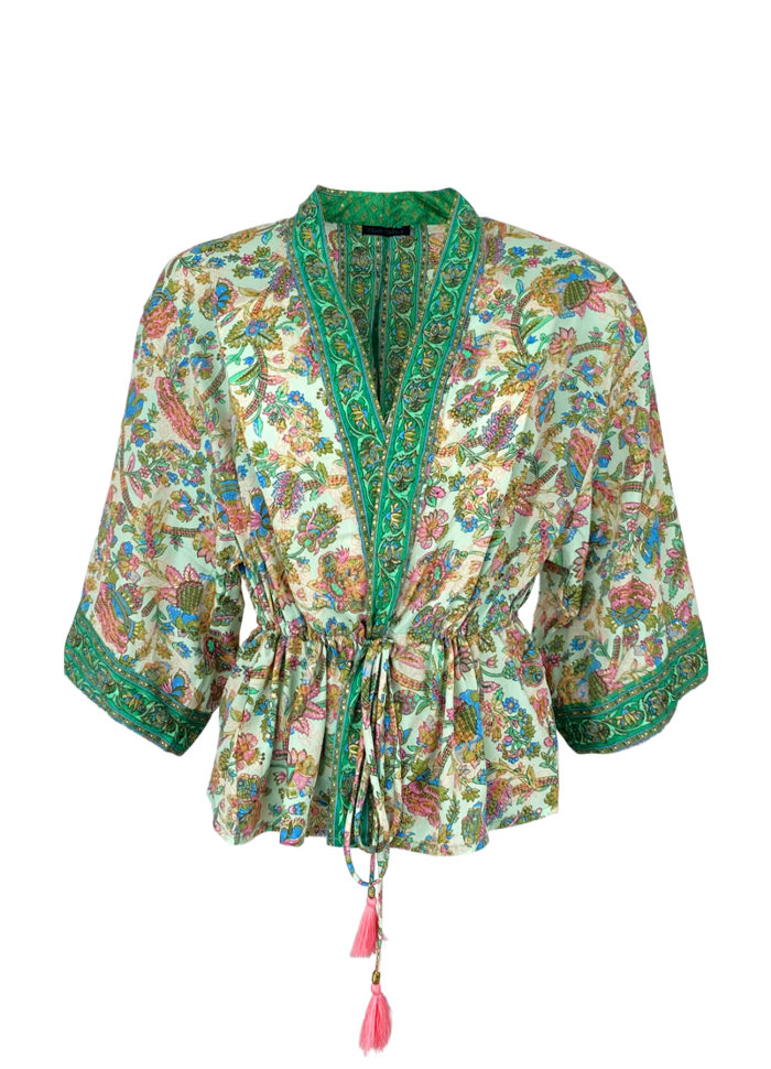Black Colour - BCLuna Bolero s/s Kimono Green Calypso - 3