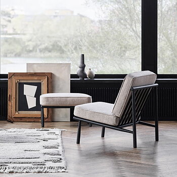 Domus Fotpall - Wood Ebony Betsad EK (Tyg) - Dux
