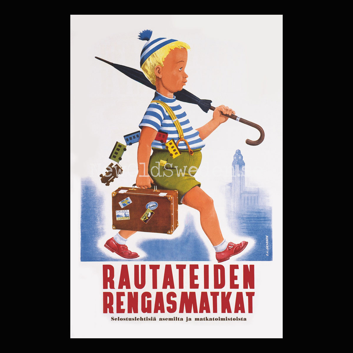 PARAPLYPOJKEN - SATEENVARJOPOIKA - 1950's - Vykort 12 x 18 cm - PL15