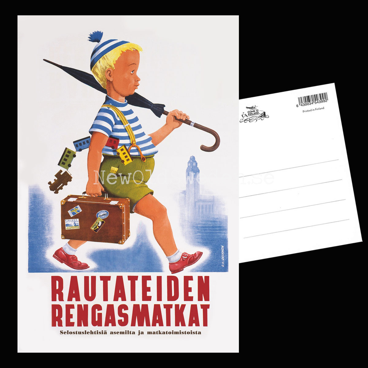 PARAPLYPOJKEN - SATEENVARJOPOIKA - 1950's - Vykort 12 x 18 cm - PL15 - 2