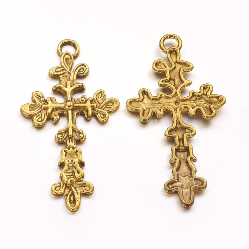 Berlock - Kors, guld swirl