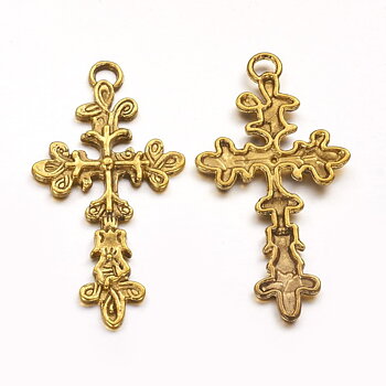 Berlock - Kors, guld swirl