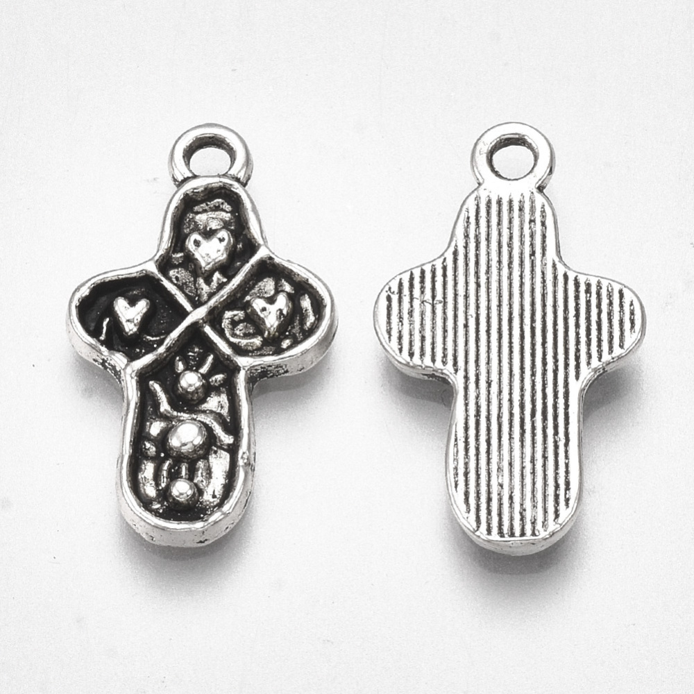 Berlock - Kors, antiksilver hjärtan - 2