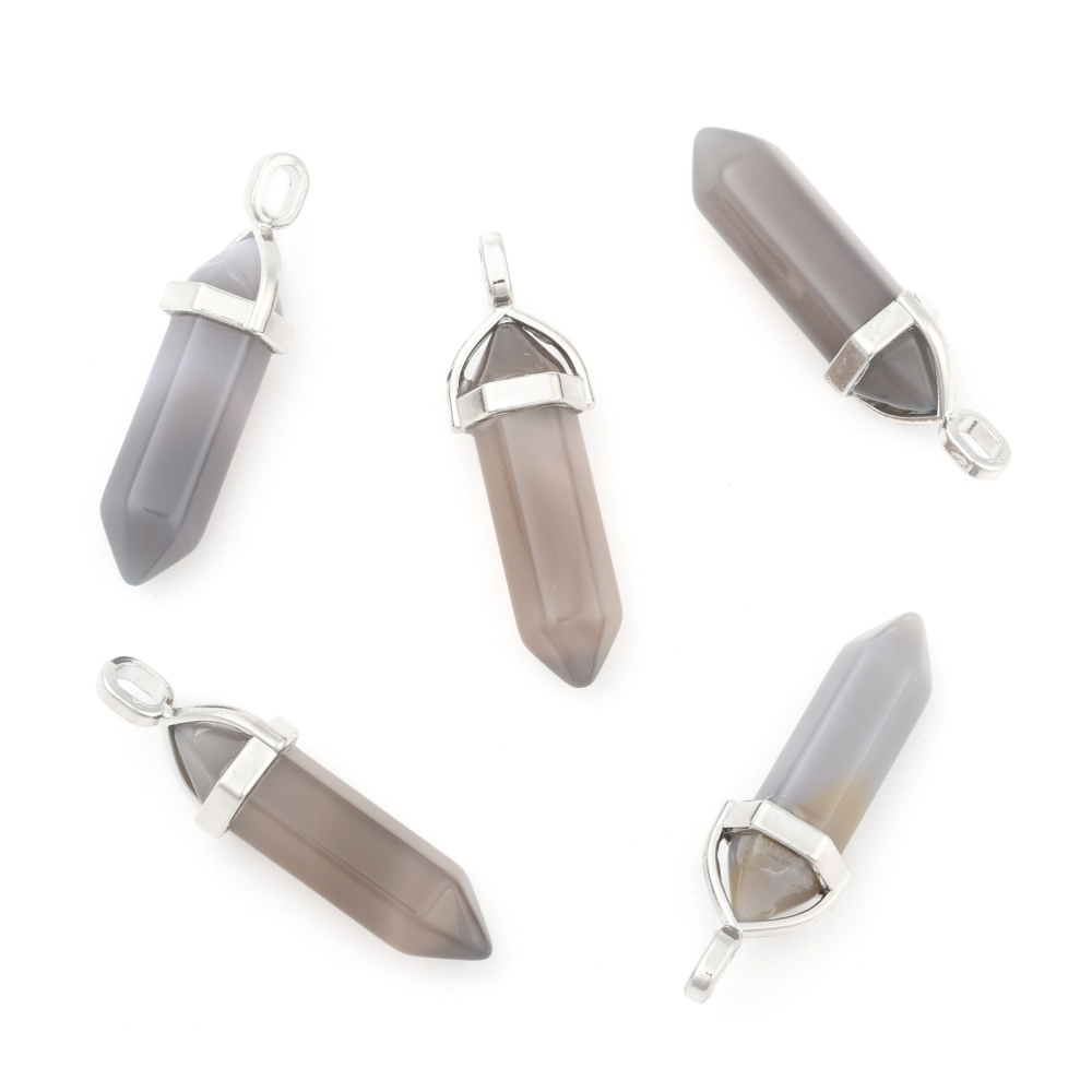 Charm, Gemstone Natural Grey Agate - 2