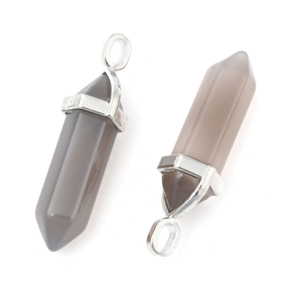 Charm, Gemstone Natural Grey Agate