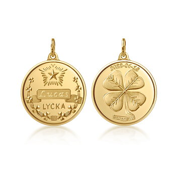 Lyckopenning Liten i Förgyllt Silver