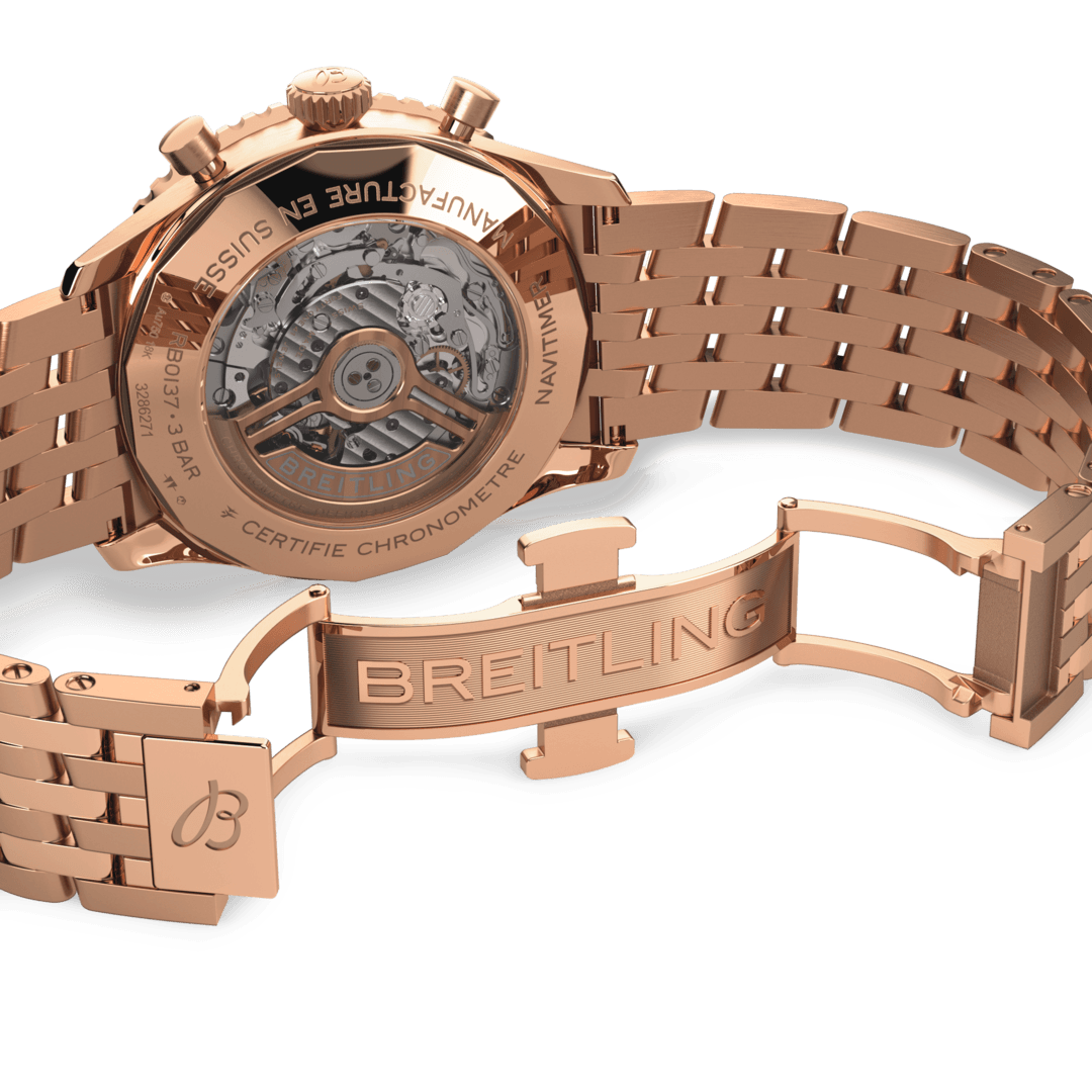 Breitling RB0137241G1R1 Breitling Navitimer B01 Chronograph 46 18 k roséguld sida