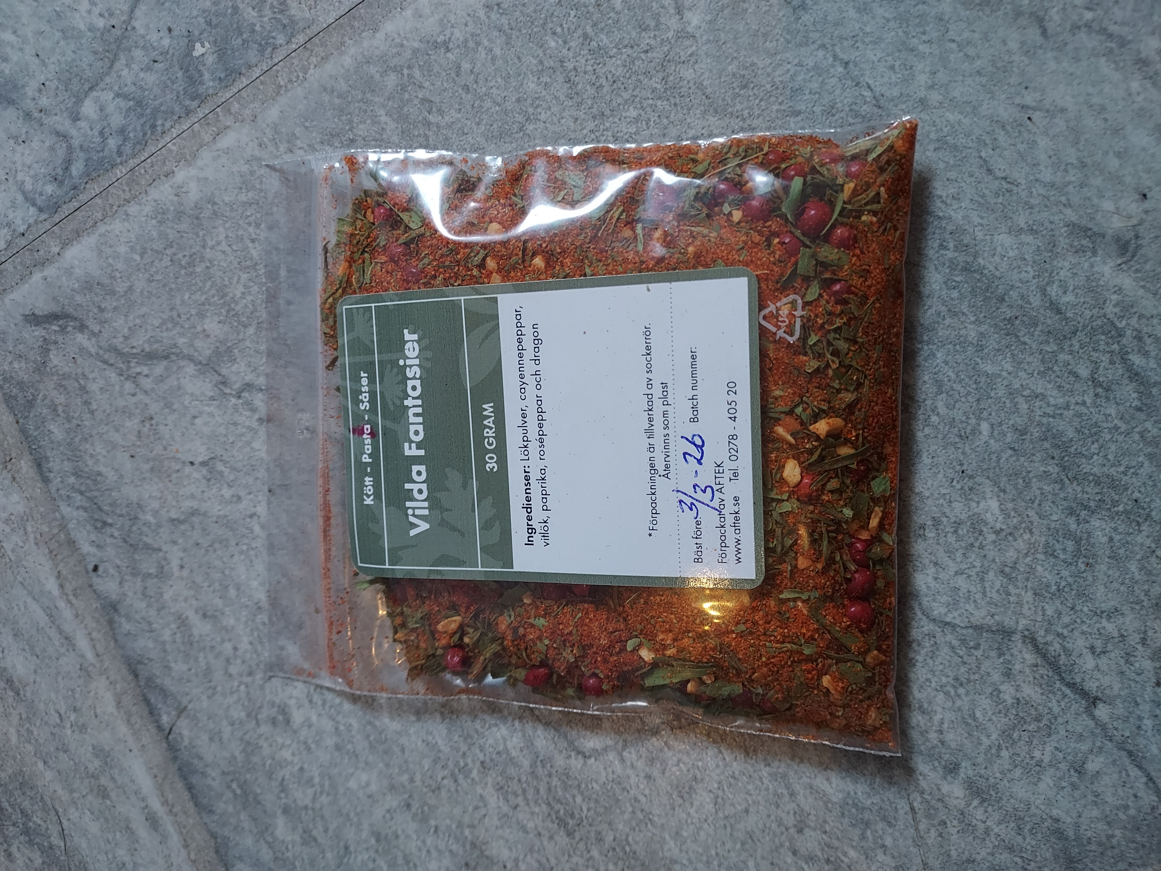 Förpackad krydda, Vilda Fantasier, 30g, Aftek
