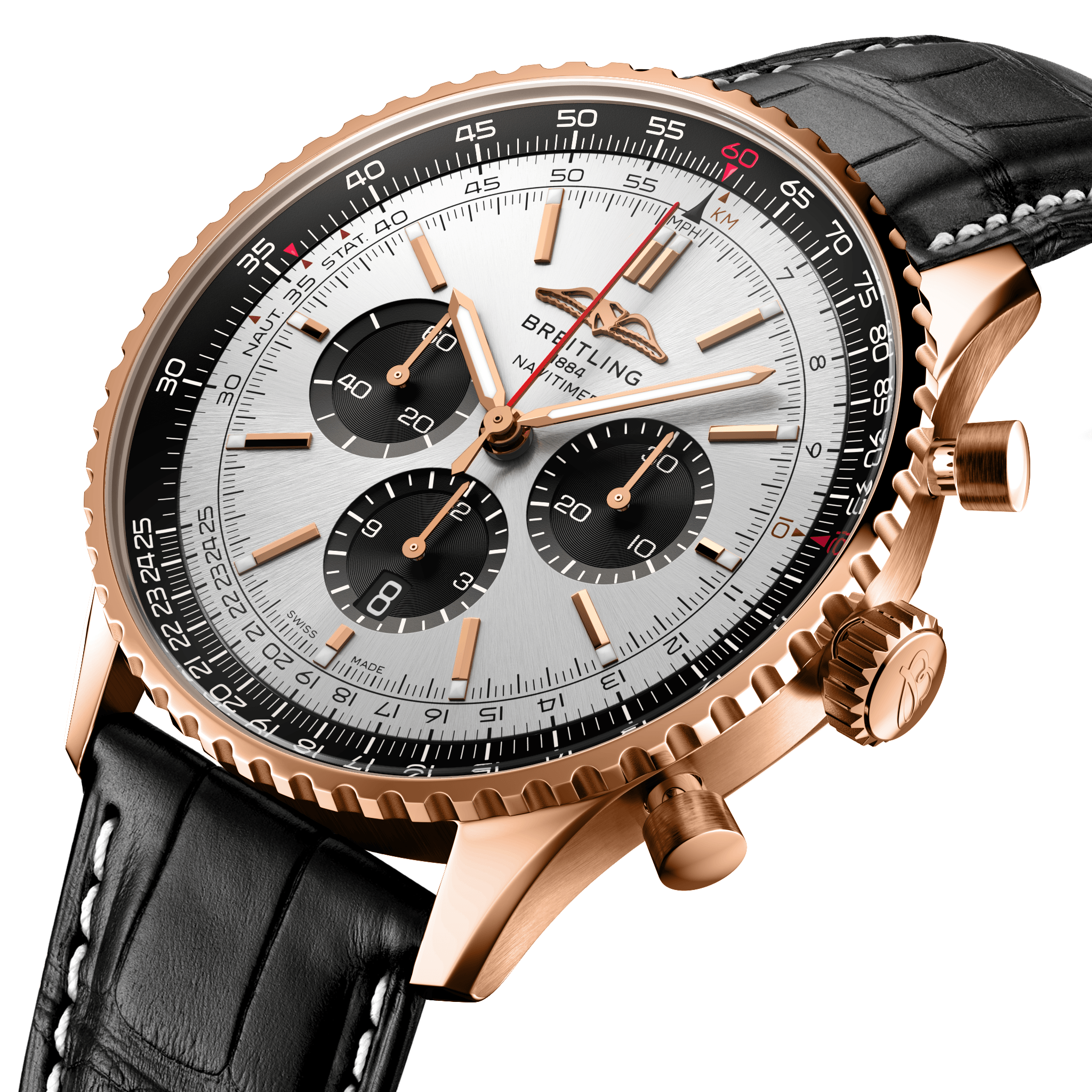 Breitling RB0137241G1P1 Breitling Navitimer B01 Chronograph 46 18 k roséguld profil
