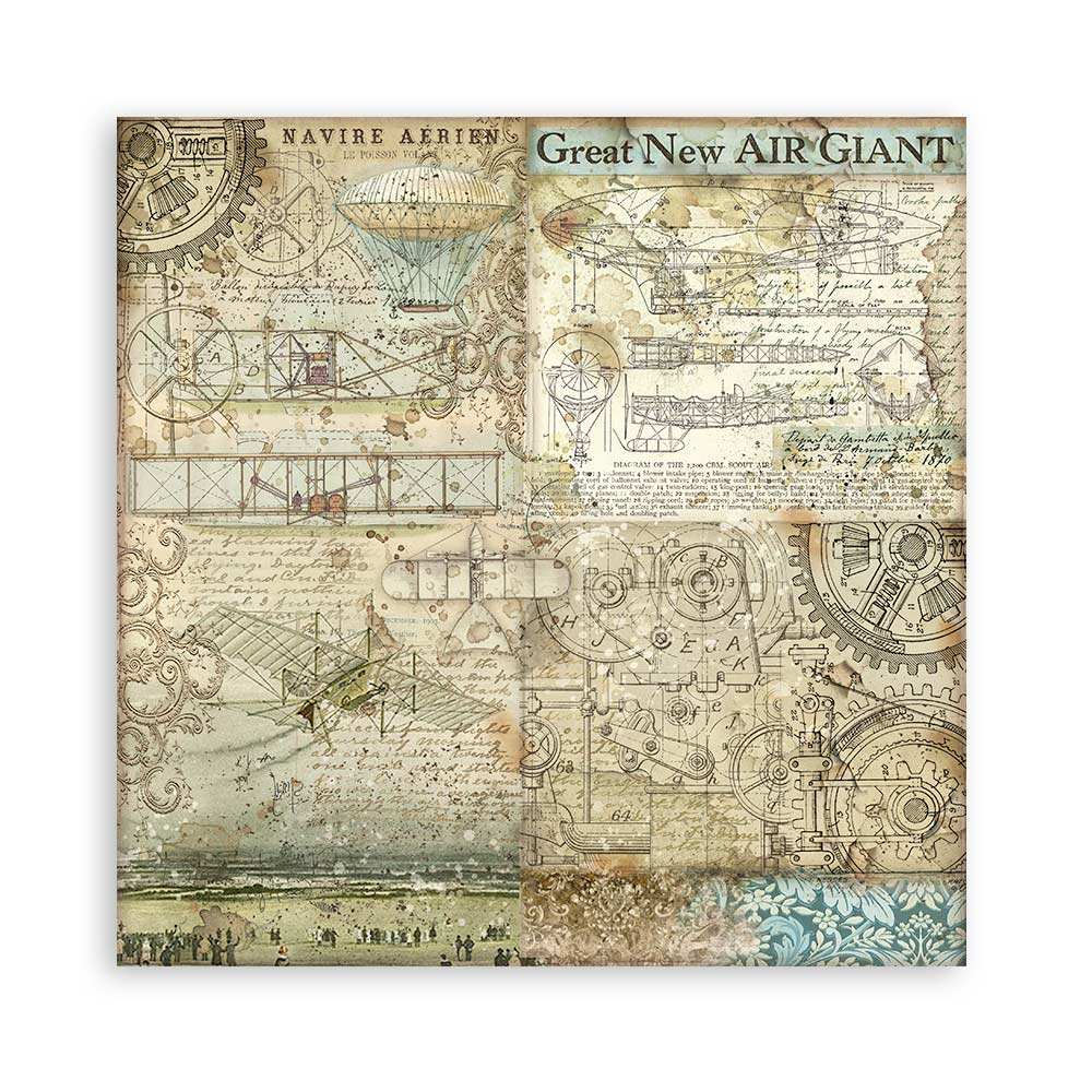 Stamperia - Sir Vagabond Aviator  - 10 olika dubbelsidiga ark 8x8" - 4