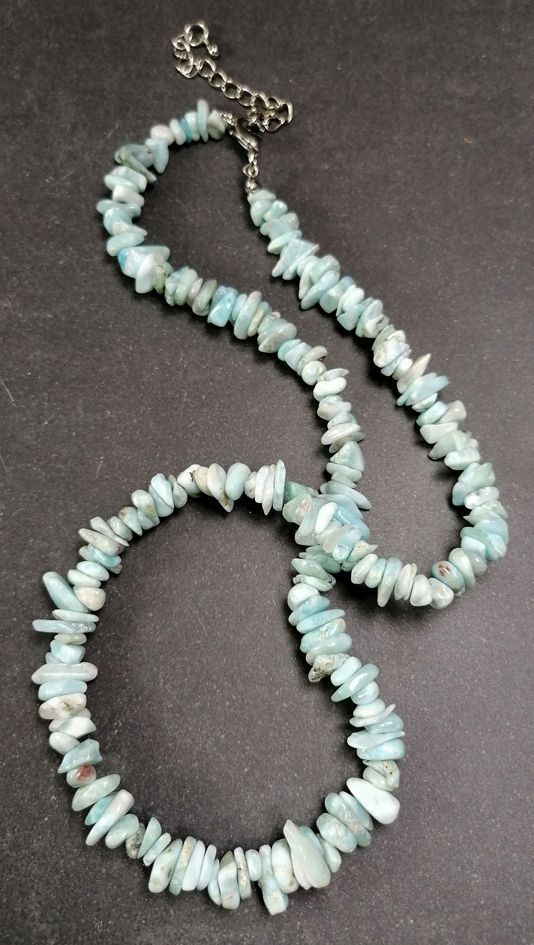 Larimar Chip Halsband - AA+ kvalitet