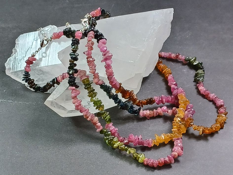 Multi Färg Turmalin Chip Halsband - AA+ kvalitet - 4