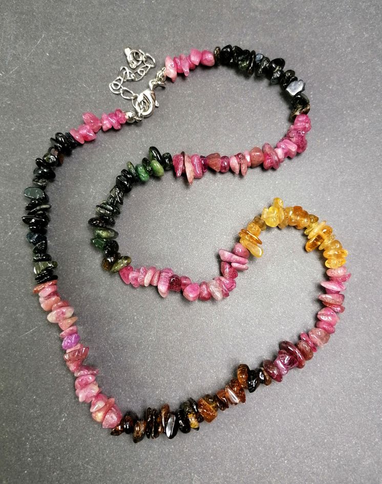 Multi Färg Turmalin Chip Halsband - AA+ kvalitet