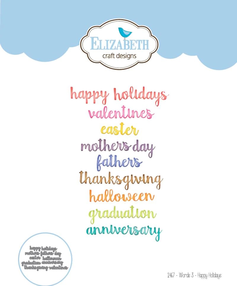 Elizabeth - Die set- Words 3 - Happy Holidays