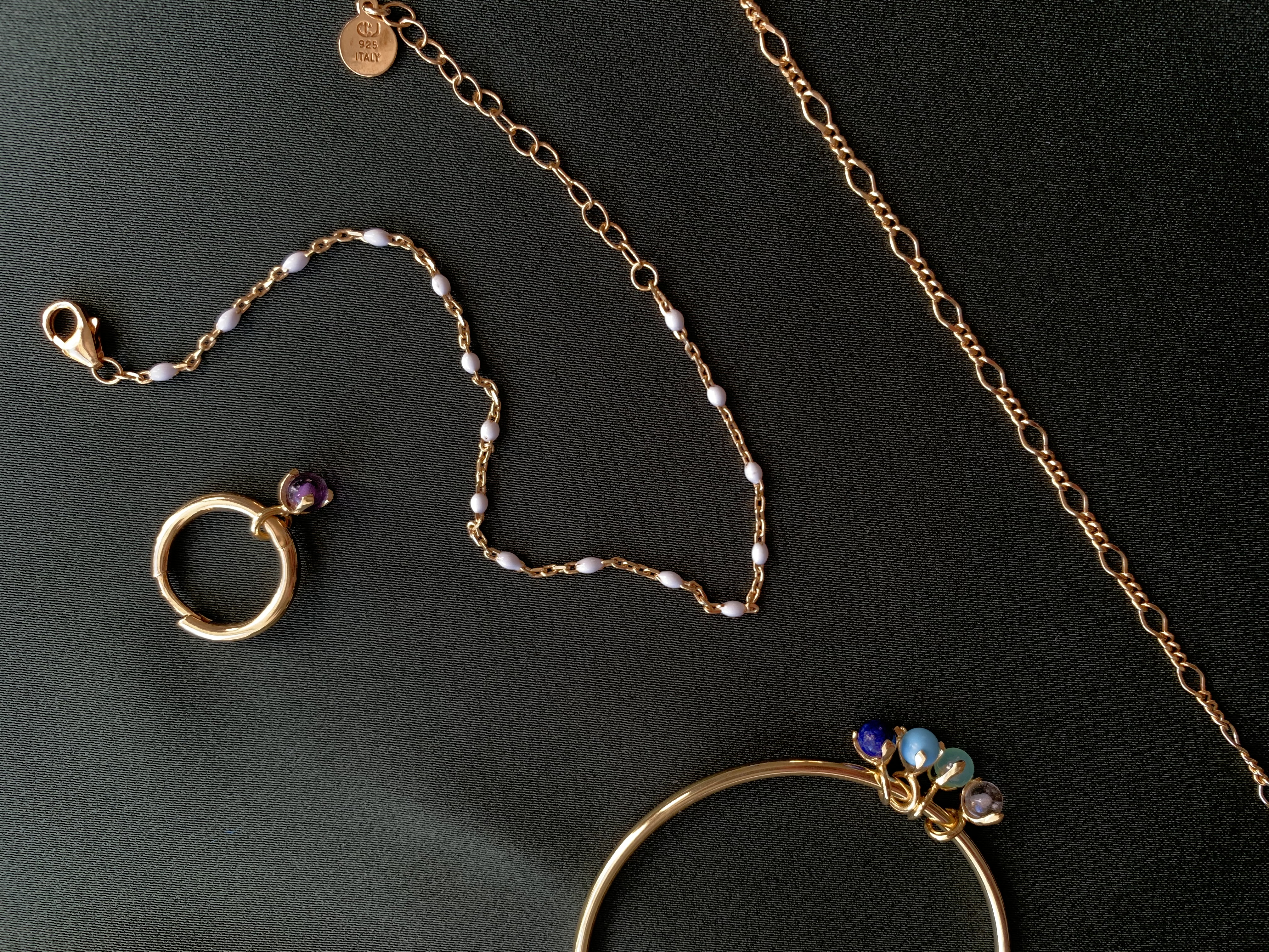 Letters stone 2 amethyst pend gold - 4