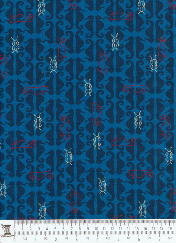 Sjöhästar, blått - True Blue Sea (50 x 110 cm) - 2
