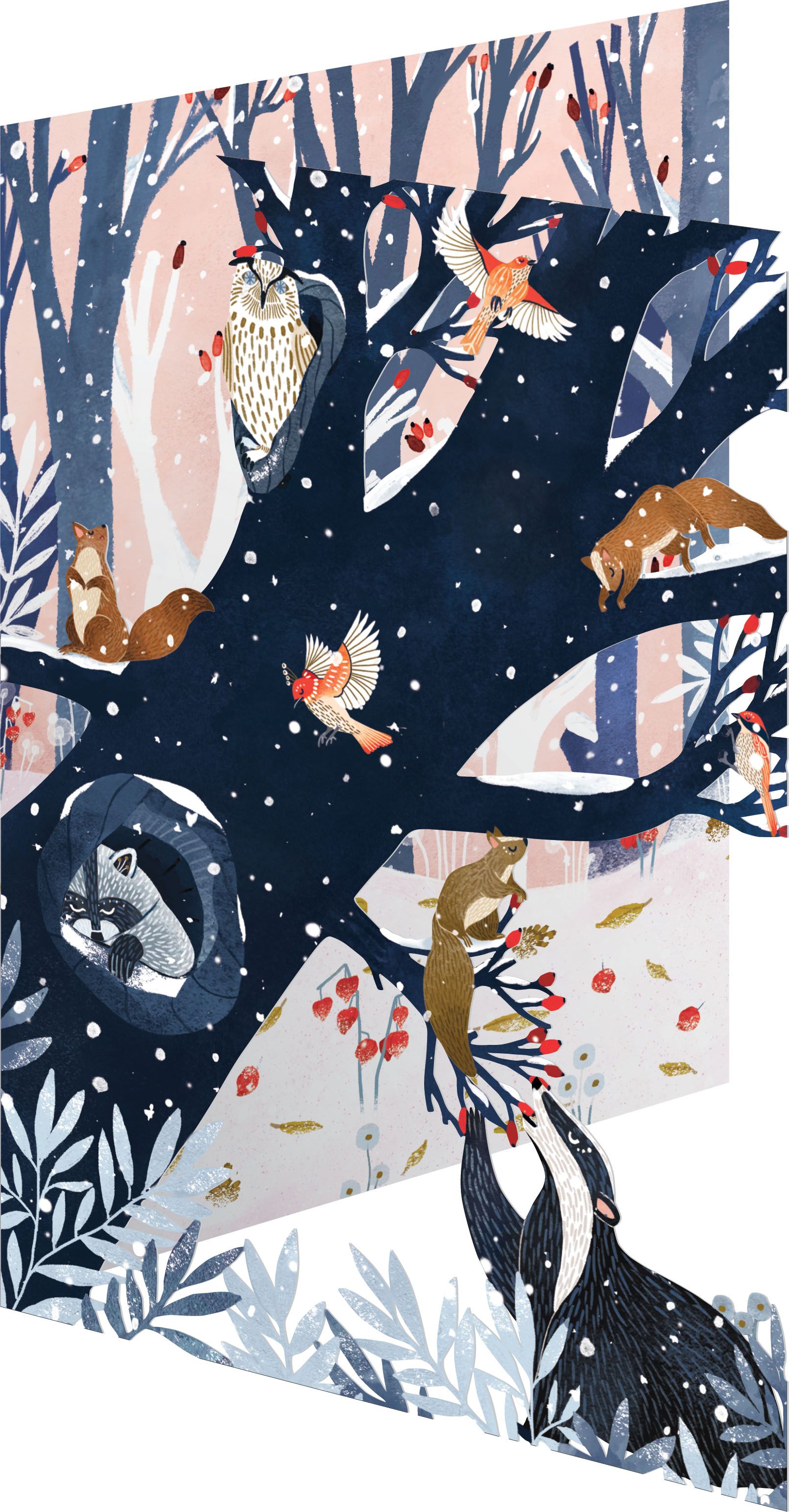 Wild Wood Hideaway Lasercut Christmas Card single