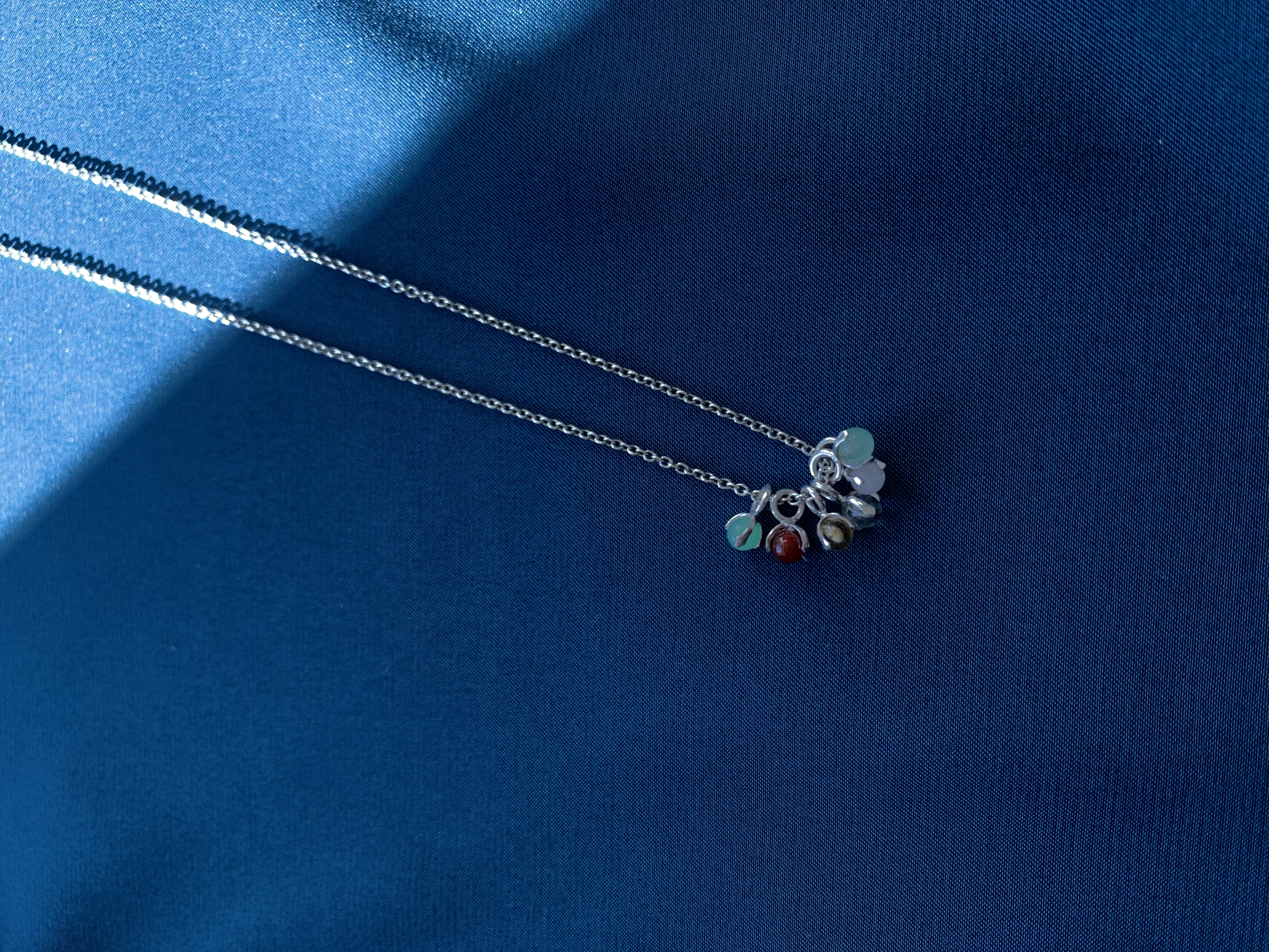 Letters stone 10 rose quartz pend silver - 3