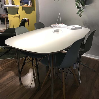 Symphony Dining Table - Design bargain/Disply Item* -  lt.grey Laminate/Chrome - Haslev