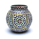 Stor Mosaik  ljuslykta  i Glas och Keramik - Multifärg  