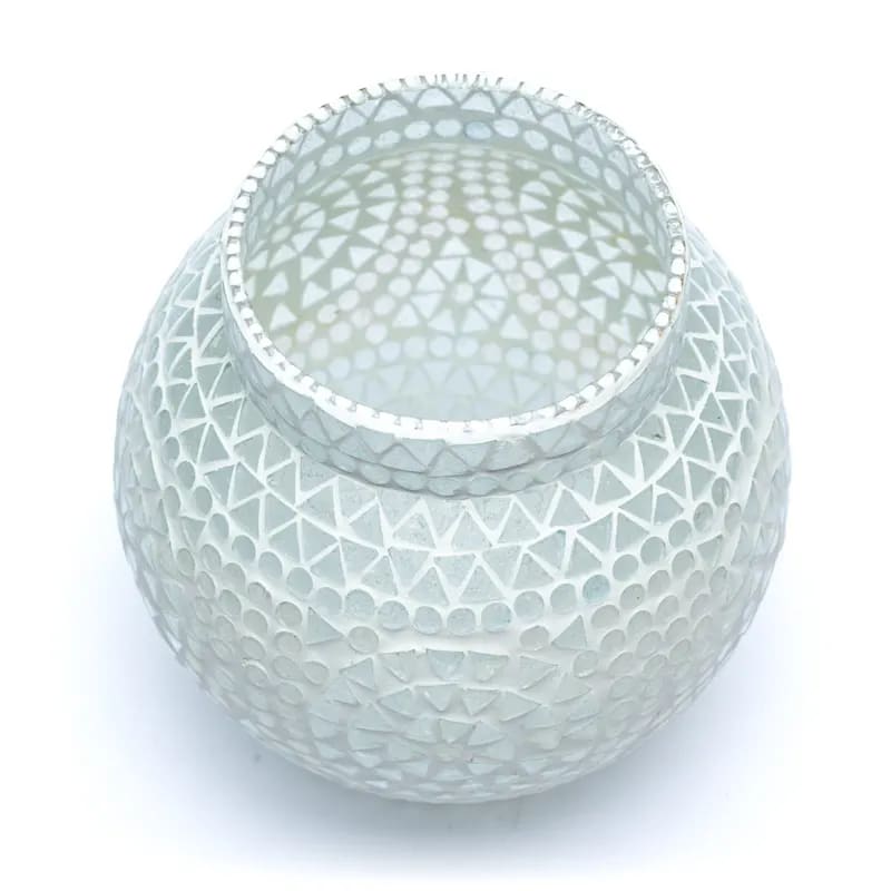 Stor Mosaik ljuslykta  i Glas och Keramik - Vit - 3