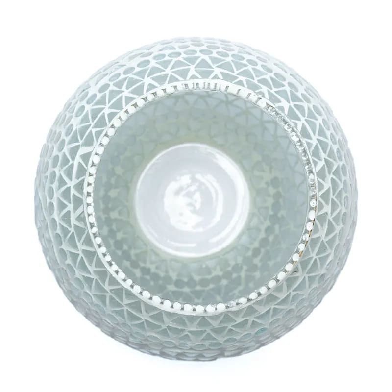 Stor Mosaik ljuslykta  i Glas och Keramik - Vit - 4