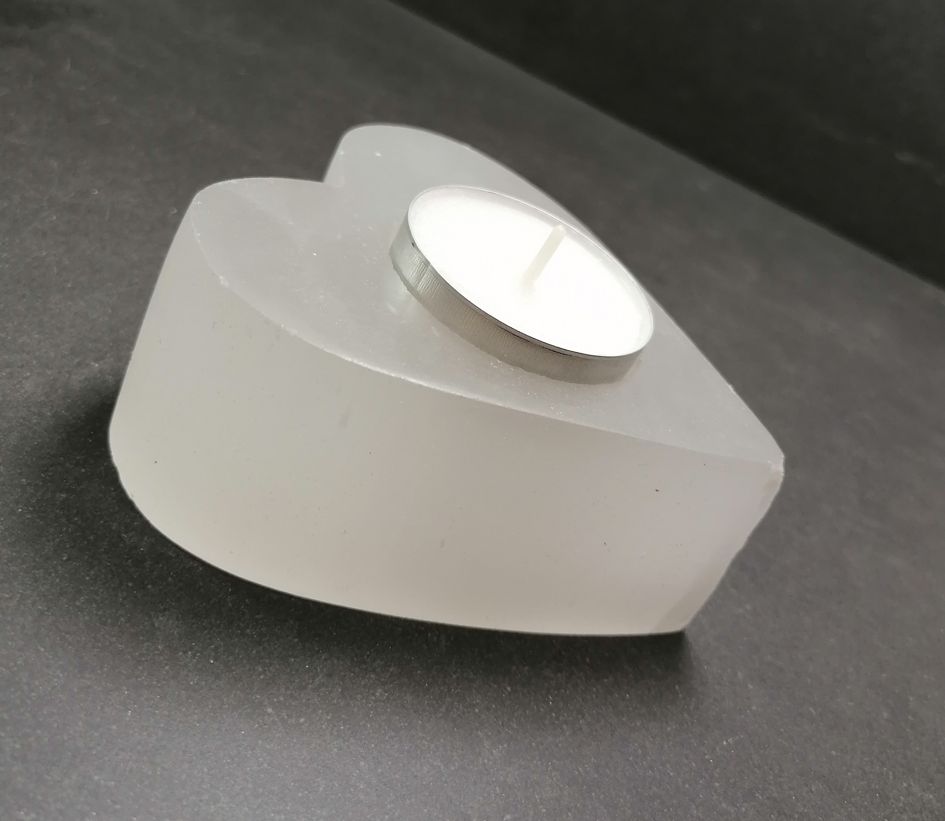 Vit Selenit ljuslykta - Hjärta - 9cm - 3