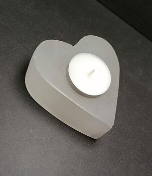 Vit Selenit ljuslykta - Hjärta - 9cm