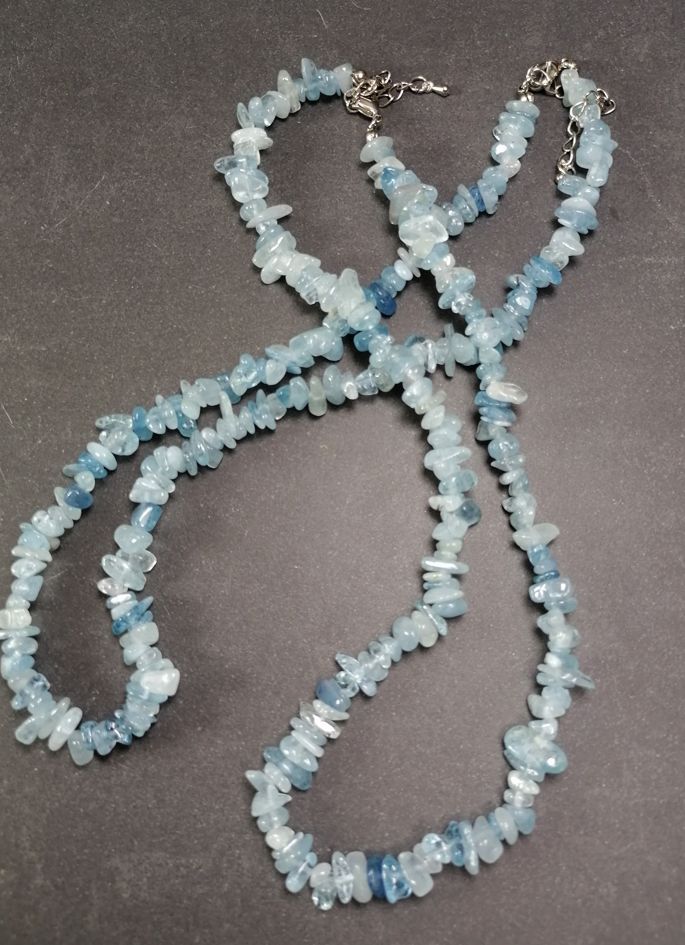 Akvamarin Chip halsband Chip Halsband - AA kvalitet
