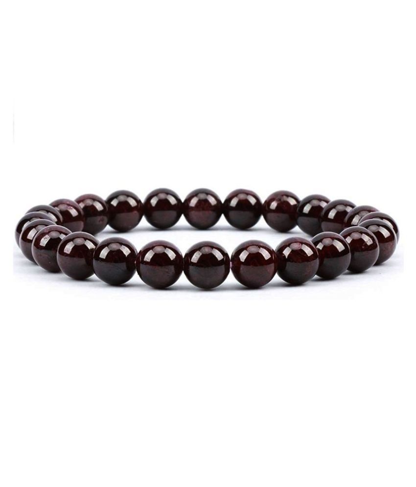 8mm Runda Pärlor Armband -  Röd Granat  - AAkvalitet 