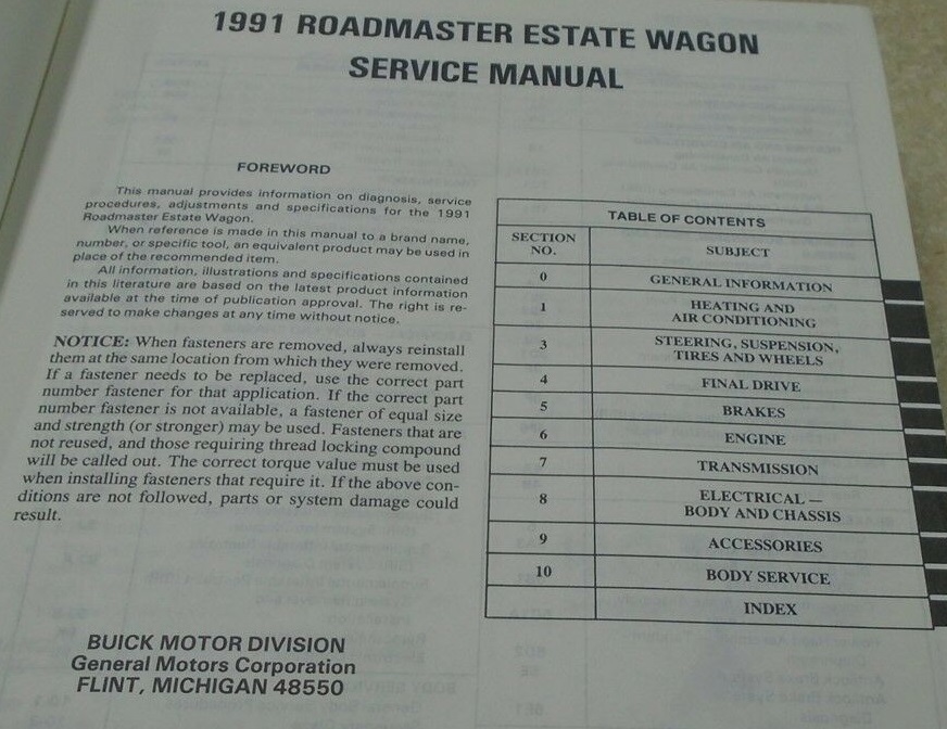 1991 Buick Roadmaster Estate Wagon Service Manual - 2