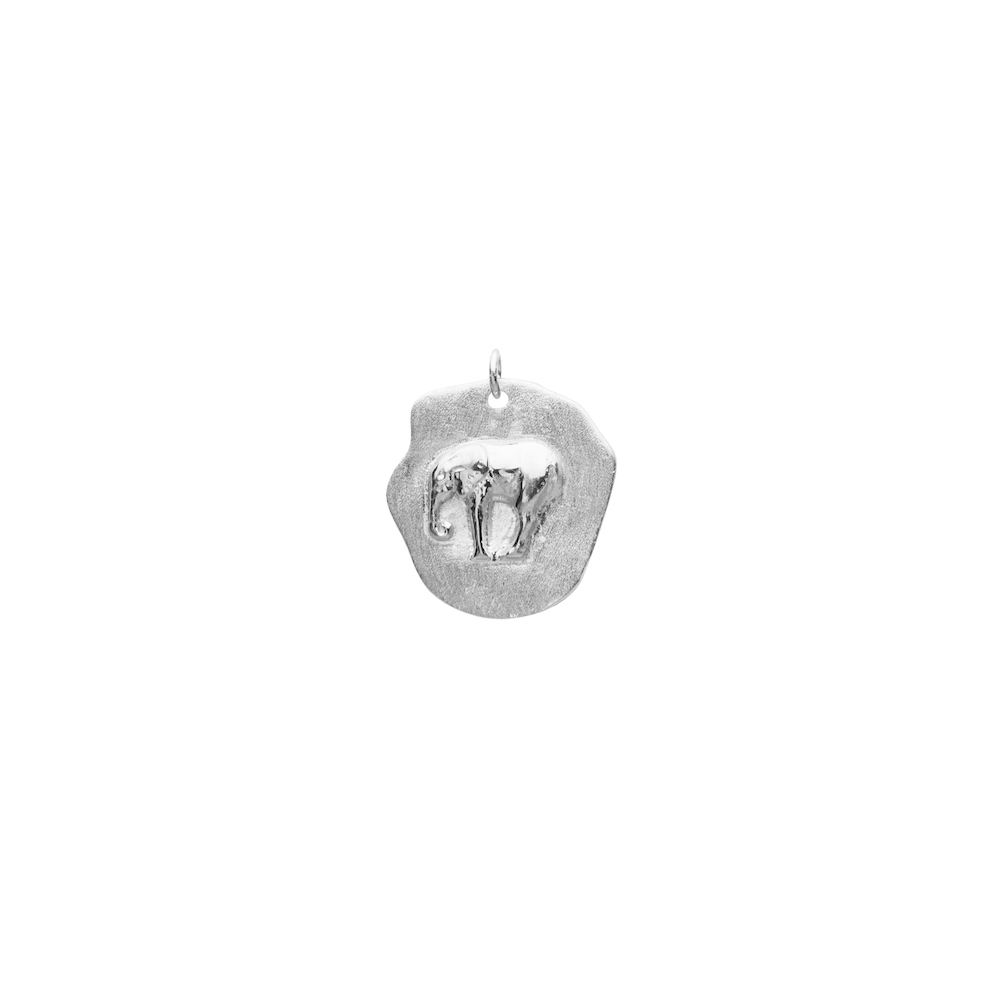 Letters/Two elephant big pendant silver