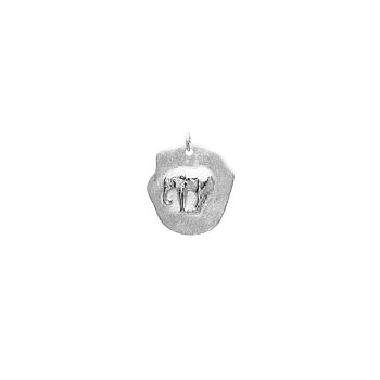 Letters/Two elephant big pendant silver