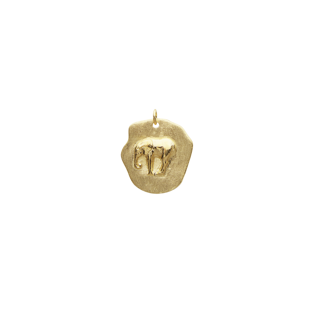 Letters/Two elephant big pendant gold