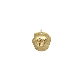 Letters/Two elephant big pendant gold