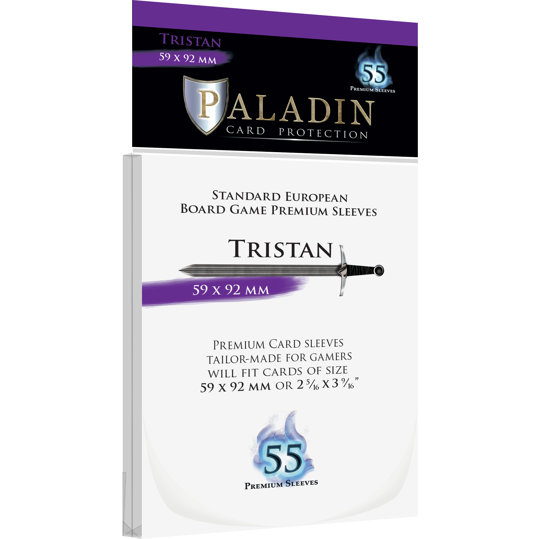 Paladin Sleeves - Tristan Premium Standard European 59x92mm (55 Sleeves)
