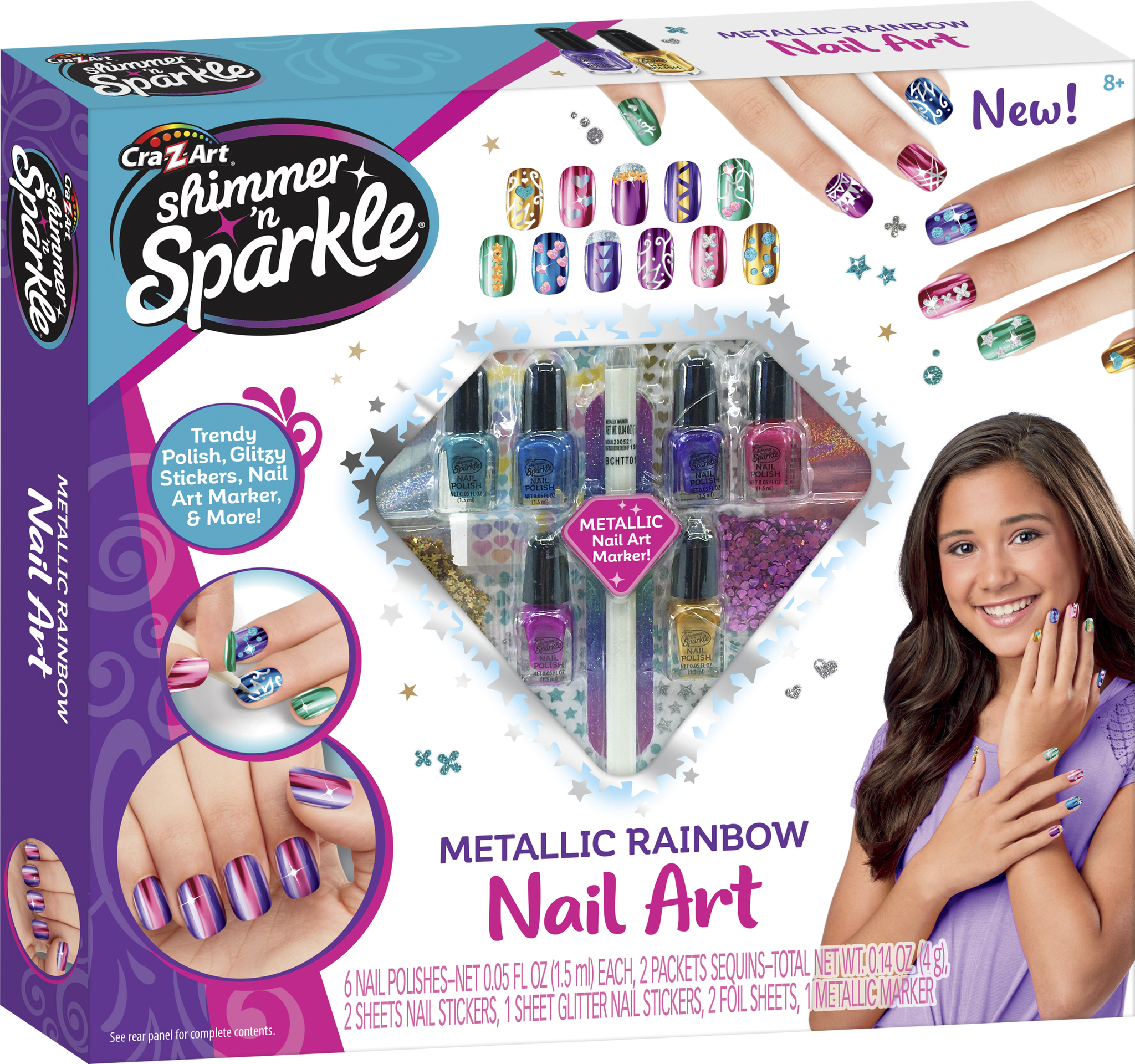 Shimmer 'N Sparkle Metallic Rainbow Nail art