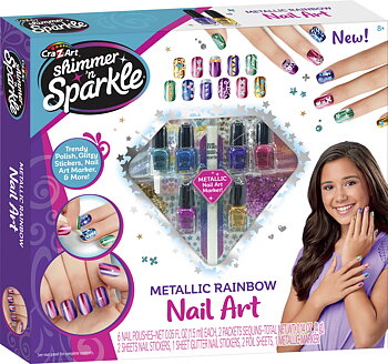 Shimmer 'N Sparkle Metallic Rainbow Nail art